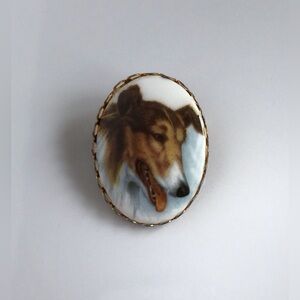 Vintage Collie Lassie Cameo Pin Brooch
